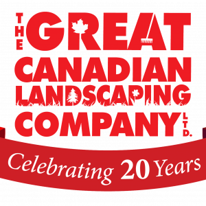 Great Canadian Landscaping Company Logo with 20 Year Anniversary Ribbon
